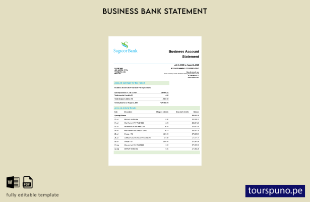 listo para imprimir extracto de cuenta corriente de la empresa Sagicor Bank Plan
